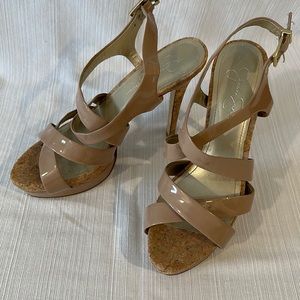 Jessica Simpson 5” nude cork platform strappy sandals